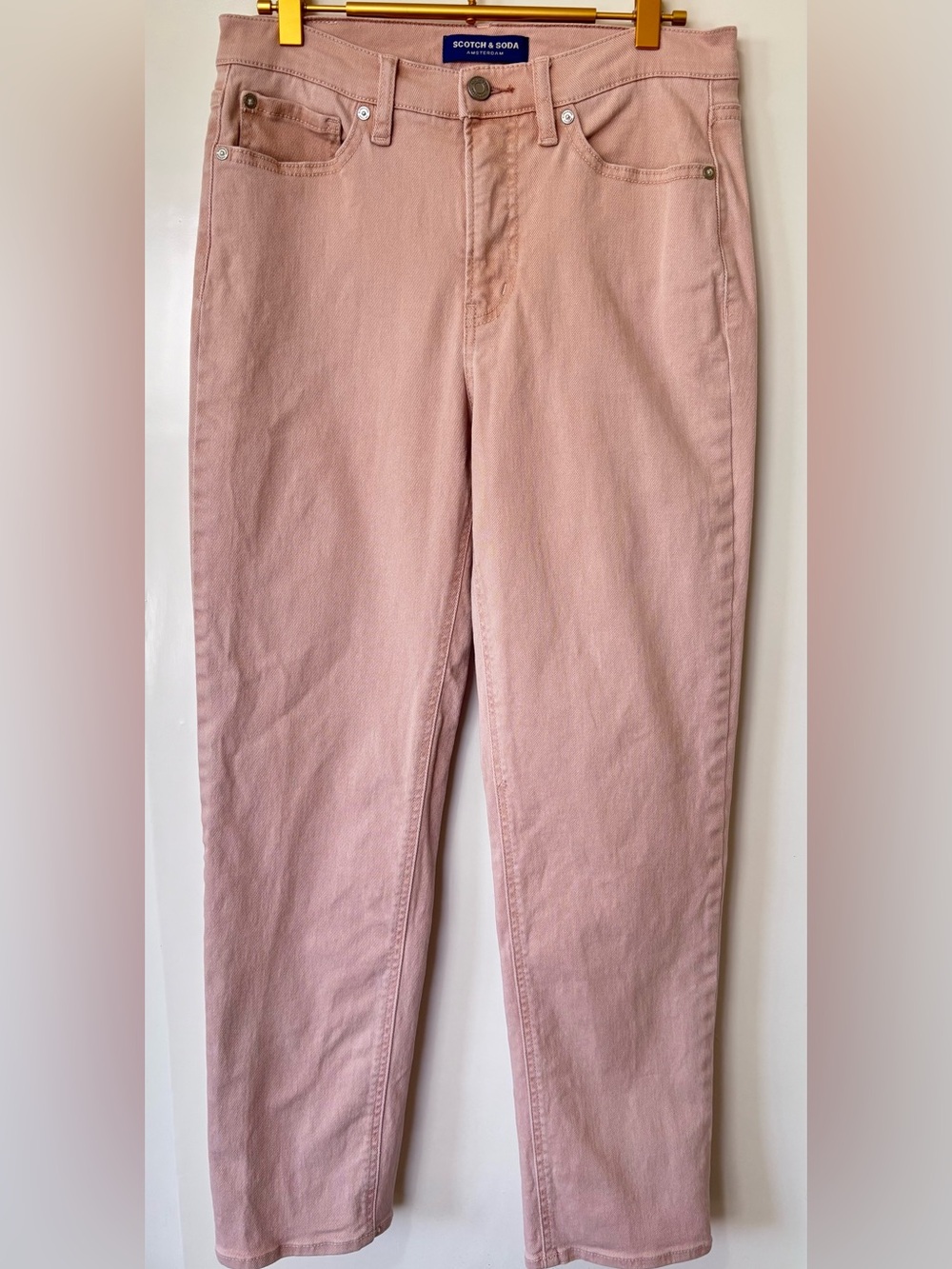 Scotch & Soda| Zalmroze Straight Leg High Waist Denim Jeans Rose-gold Pink Sz 4 - Picture 2 of 9